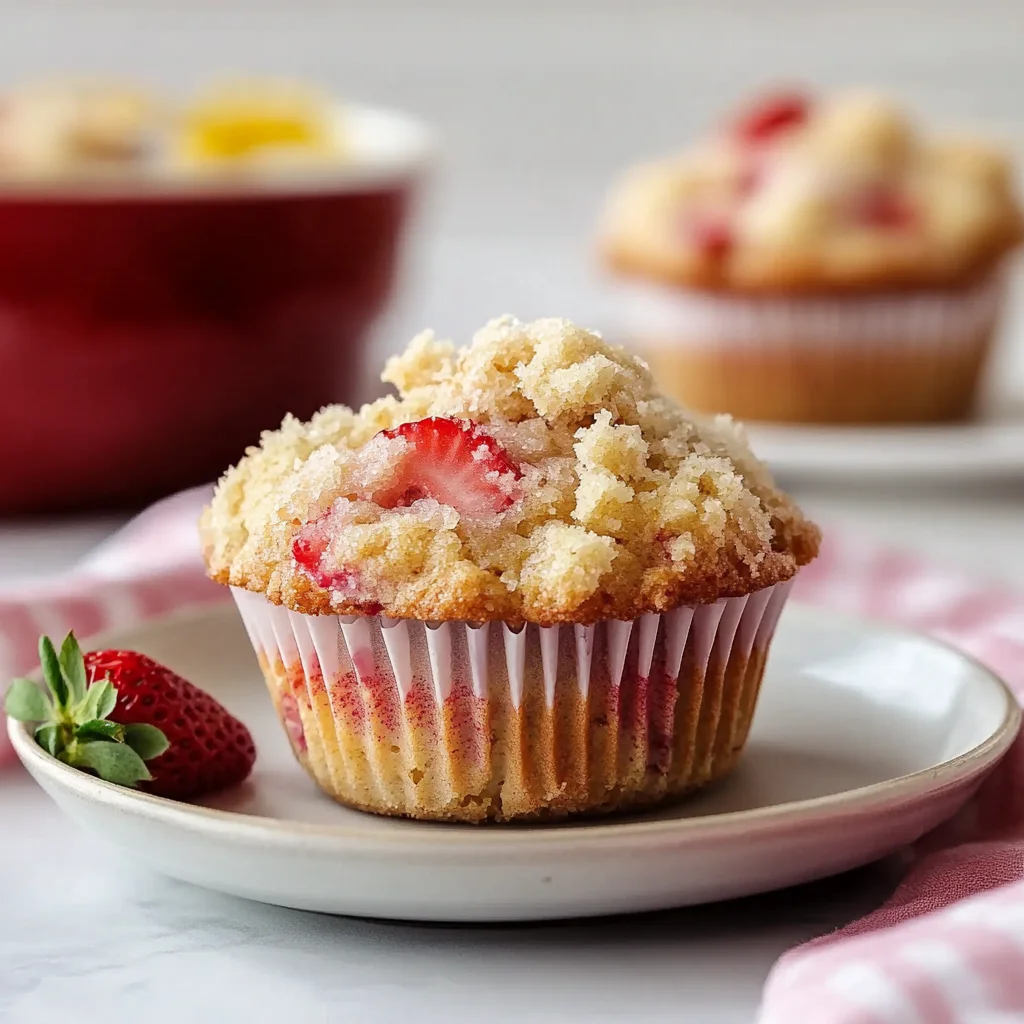 Quick Strawberry Muffins with Crumble Topping