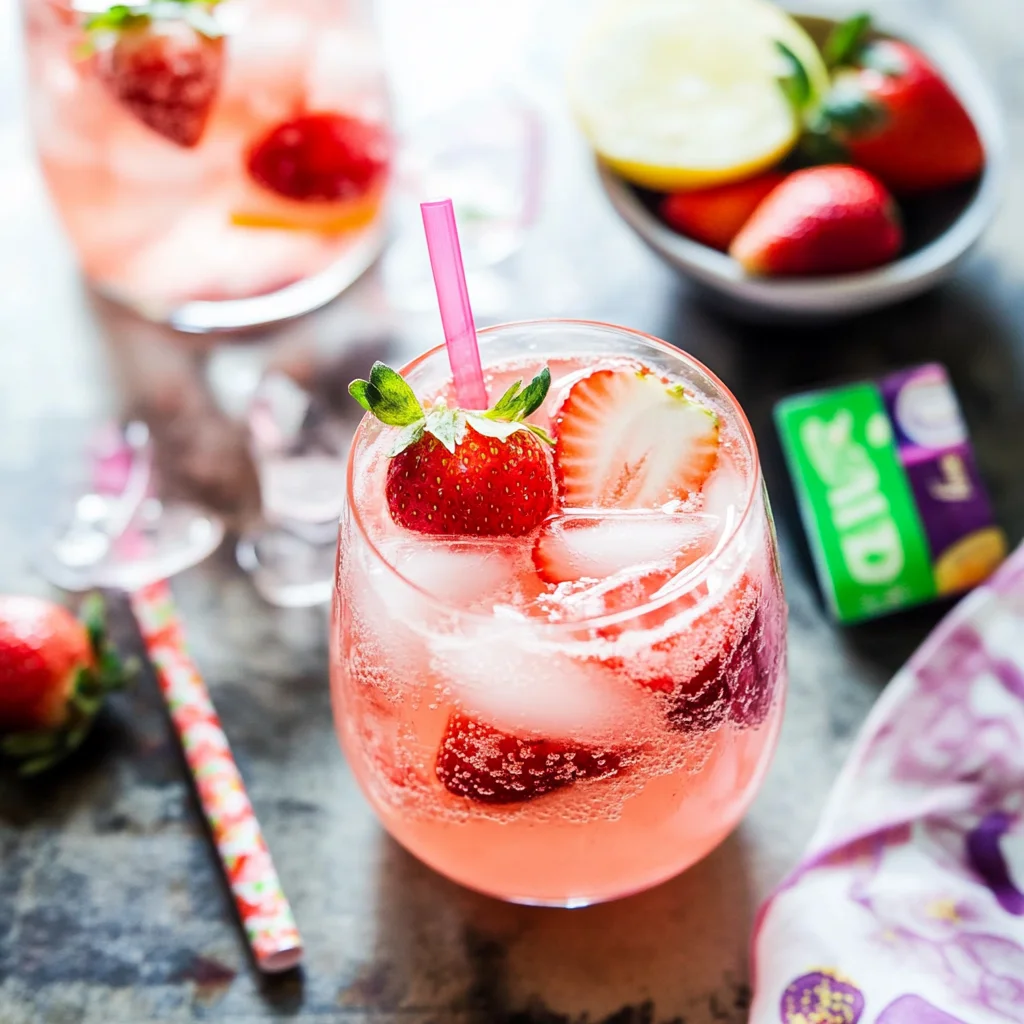 Strawberry Rose Gin Fizz