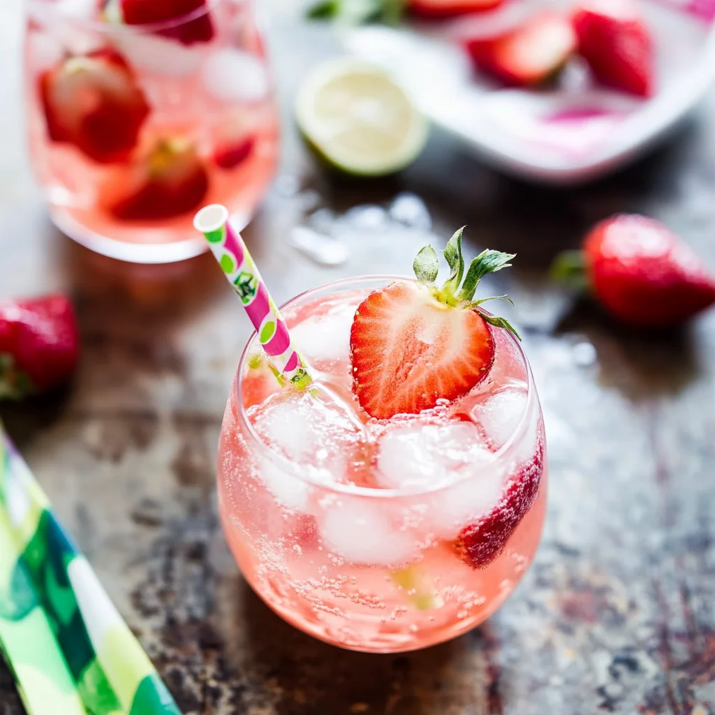 Strawberry Rose Gin Fizz