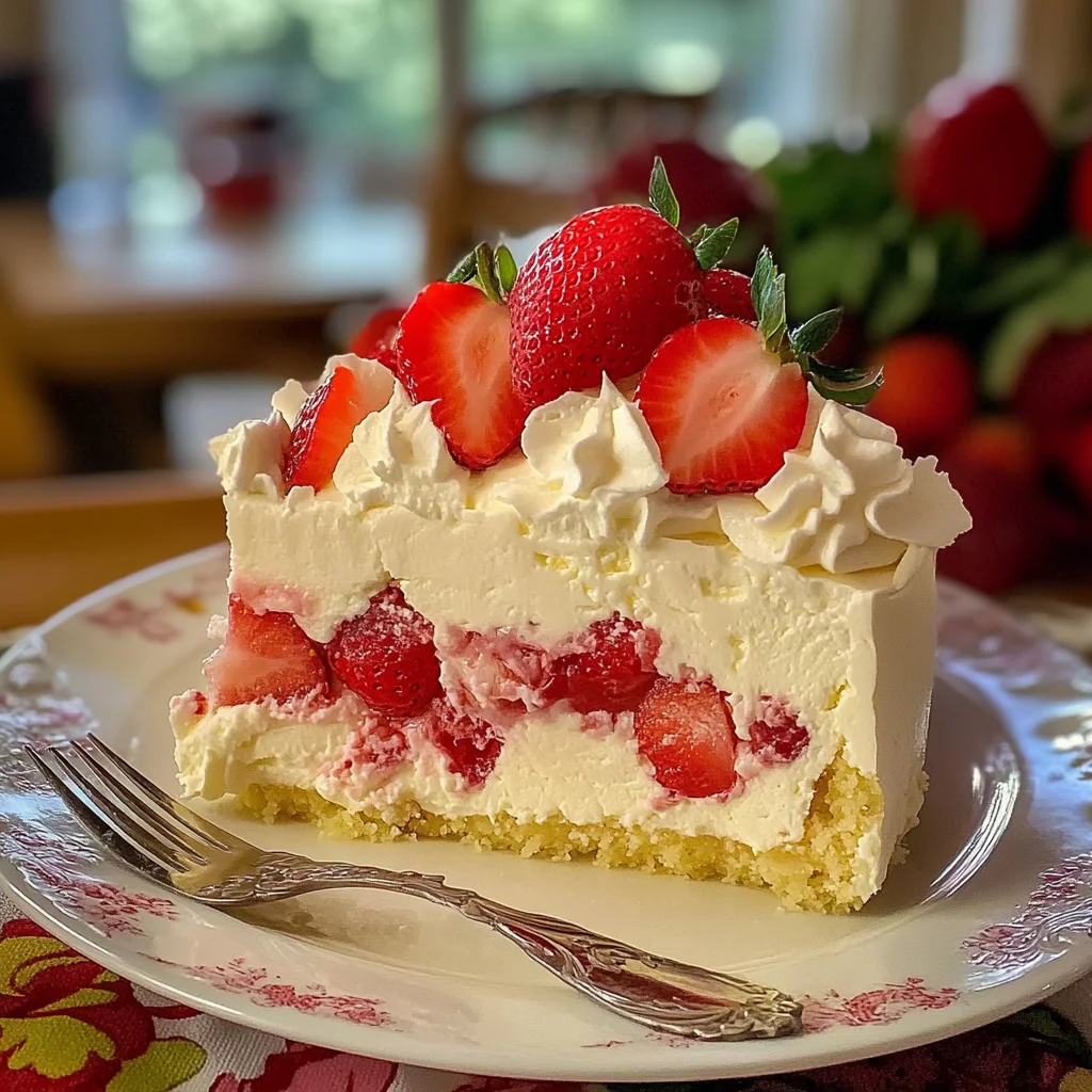 Strawberry Shortcake Cheesecake with White Chocolate Layers