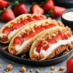 Sweet Strawberry Crunch Cheesecake Tacos (Quick Dessert!)
