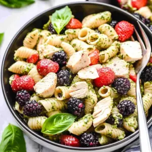 Chicken and Berry Pesto Pasta Salad