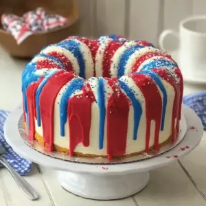 Firecracker Red, White and Blue Cake