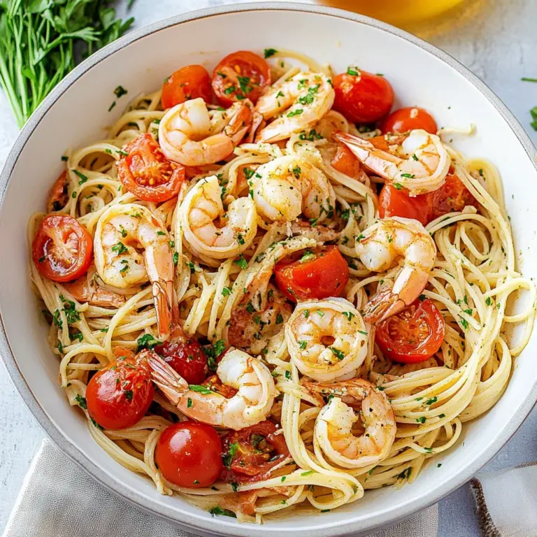 Garlic Butter Shrimp Pasta with Tomatoes