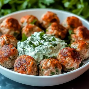 Greek Chicken Meatballs with Homemade Tzatziki