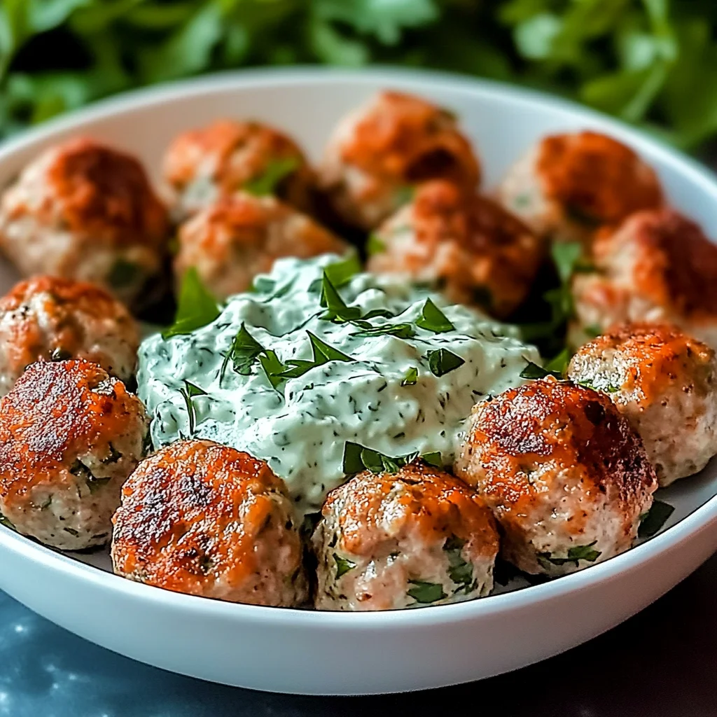 Greek Chicken Meatballs with Homemade Tzatziki