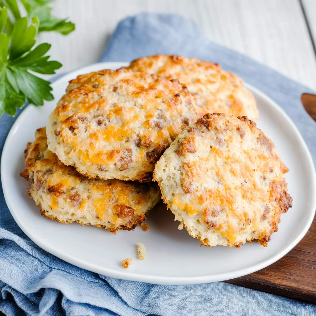 Keto Sausage Cheddar Biscuits