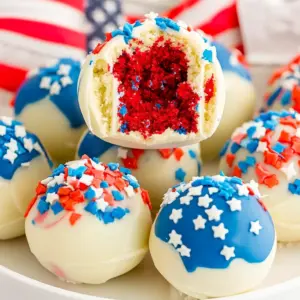 Red, White, and Blue Cake Balls