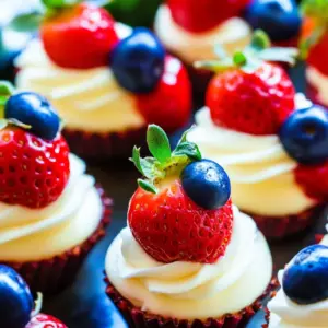 Red, White, and Blue Cheesecake Strawberries