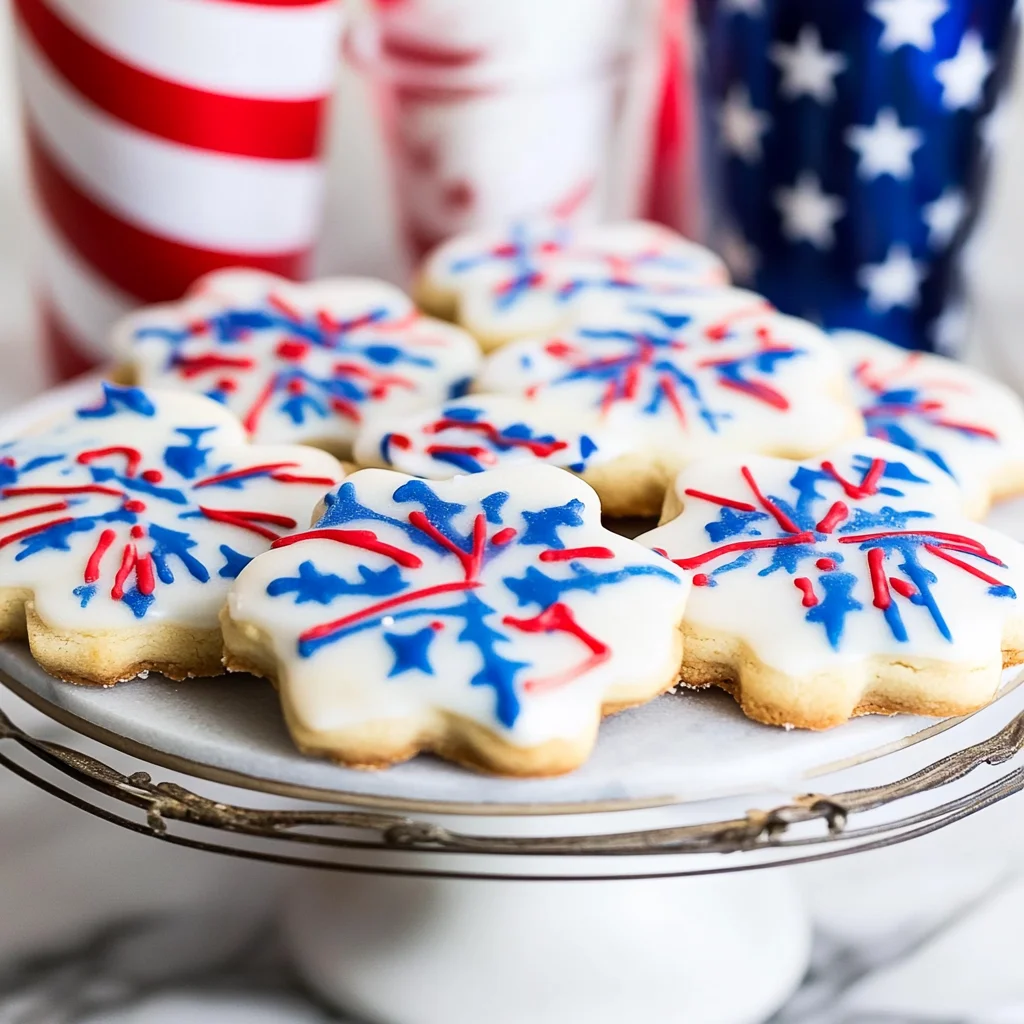 Red White and Blue Glazed Shortbread Cookies