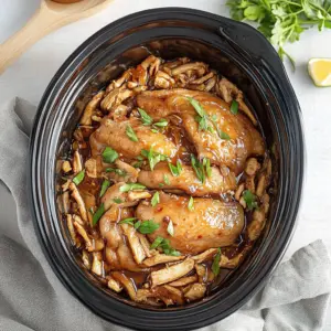 Slow Cooker Honey Garlic Chicken Thighs (5-Ingredients)