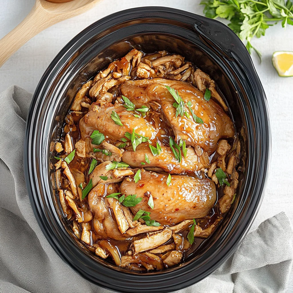 Slow Cooker Honey Garlic Chicken Thighs (5-Ingredients)