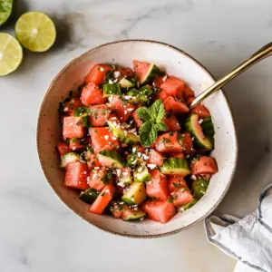 Watermelon Salad Recipe with Honey Lime Dressing