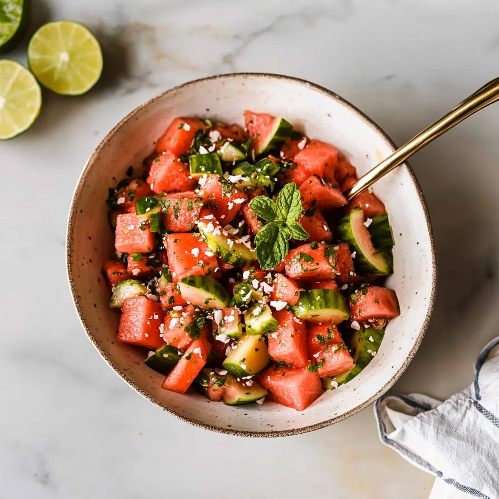 Watermelon Salad Recipe with Honey Lime Dressing